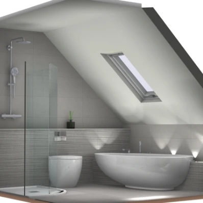 Bathroom with bath and shower